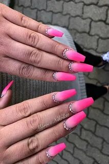 Ombre Pink Nails With Gems : False nails 24pcs full nail mat
