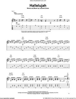 Buckley - Hallelujah sheet music for guitar (tablature, play