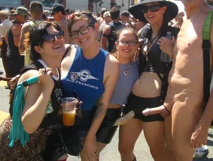 Naked at Dore Alley 2014 Posing naked with the girls at th. 