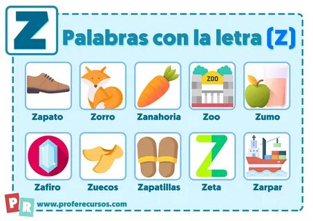 Palabras con Z Que empiezan por la letra Z para Niños