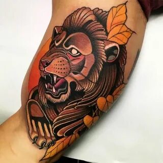 Neo Traditional Lion Tattoo. Traditional lion tattoo, Tradit