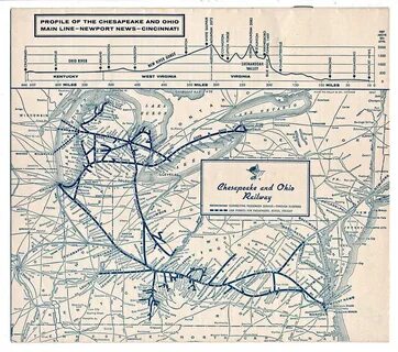 C&O Route Map Chesapeake and Ohio Railway route map includ. 