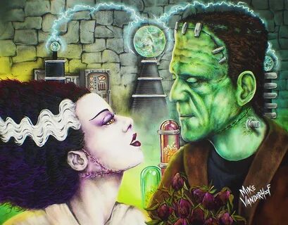 Frankenstein and The Bride Painting by Mike Vanderhoof Pixel