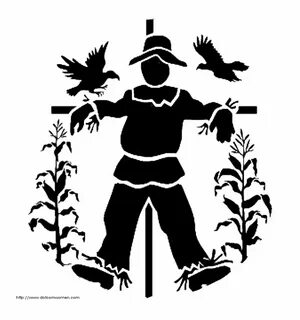 Scarecrow clipart silhouette - Pencil and in color scarecrow