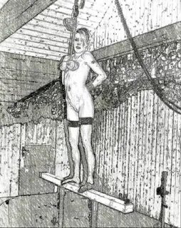 Hanged by her tits Sketches - Bondage Porn Jpg