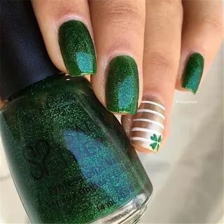 21 Spring 2019 Nails Design Fashion Trends : Lucky Green Nai