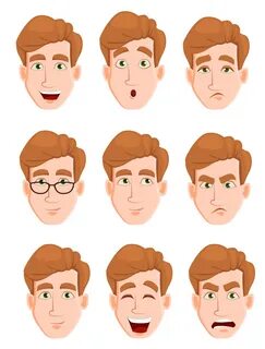 Face expressions of a man with blond hair 2256988 Vector Art