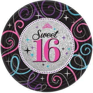 8 Sweet Sixteen paper plates 18cm Party365.com