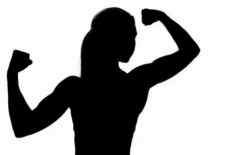 Silhouette Of The Woman Flexing Biceps - Сток картинки - iSt