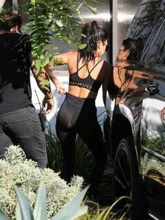 Kourtney Kardashian in Tights and Sports Bra -17 GotCeleb