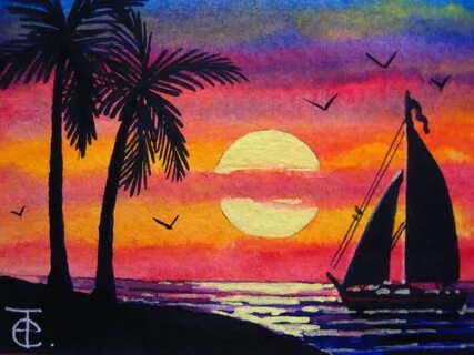 Beach Sunset Painting at PaintingValley.com Explore collecti
