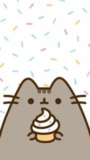 Pusheen with cupcake phone background. #pusheen Pusheen cat,