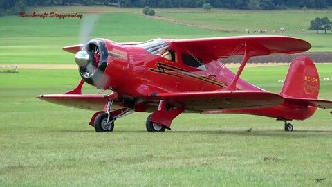 Beechcraft Staggerwing lovely radial engine sound - YouTube
