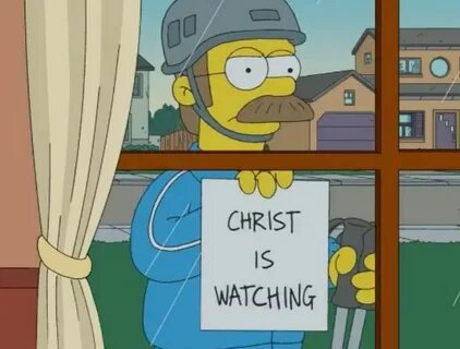 The Simpsons. Flanders Christ is watching Reaction pictures,