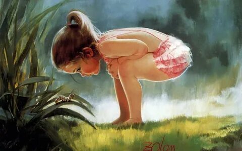 A Young Girl Playin In The Woods Artistic Work Paintings 256