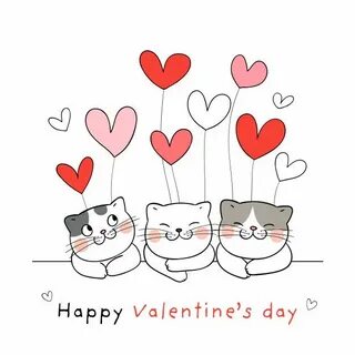 Free Vector Cute valentine's invitation with lovely cats Val