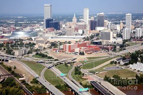 Aerial of Tulsa Oklahoma Skyline Photograph by Bill Cobb Pix