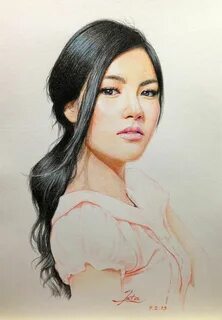 Asian face girl drawing