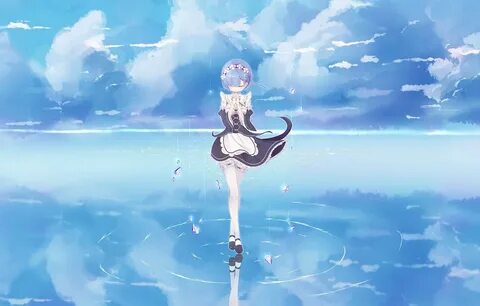 Обои вода, девушка, магия, anime, горничная, art, Rem, Re: Z