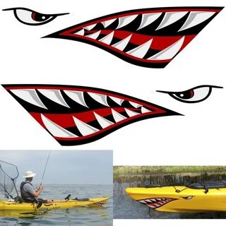 Sporting Goods Shark Mouth Decals & Skeleton Fish Stickers O