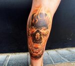 Fire Skull tattoo by Ben Kaye Photo 18635