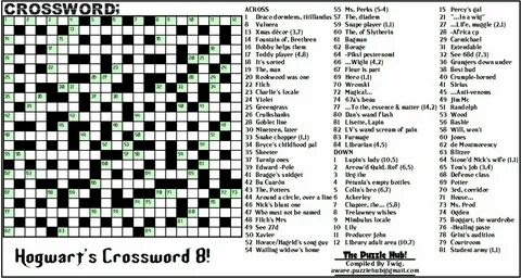 The Puzzle Hub: Crossword; Hogwarts Crossword #8! Crossword,