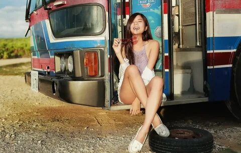 Wallpaper girl, bus, Asian images for desktop, section девушки - download