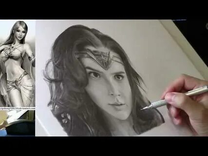 Live Stream - Wonder Woman (Gal Gadot) Portrait Pencil Drawi