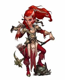 Female Gnome Paladin Fighter Red - Pathfinder 2E PFRPG DND D