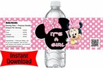 Mickey Minnie Mouse Water Bottle Labels Birthday Party Baby 