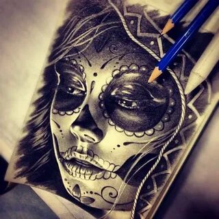 Sullen Skull drawing tattoo, Tattoos, Sugar skull girl tatto