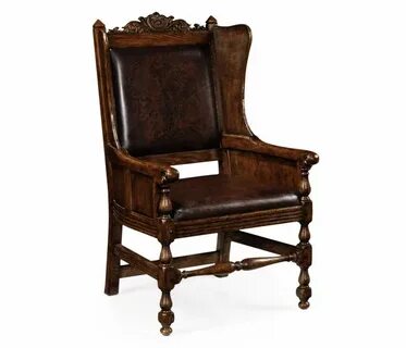 Jacobean Style Dark Oak Wing Chair