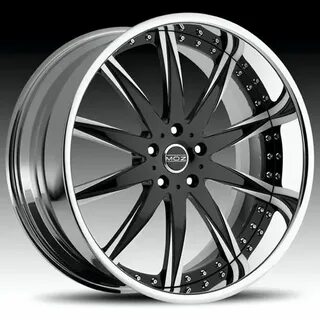 MOZ Frost Black Brushed Face Chrome Lip Custom wheels cars, 