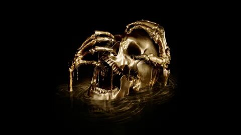 #skull #bones #head #gold #melting #8K #wallpaper #hdwallpap