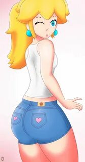 Safebooru - 1girl ass blonde hair blue eyes blue shorts blus