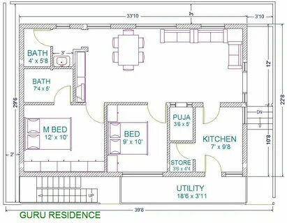 30'x40' SITE HOME PLANS - VASTU 30x40 house plans, Duplex ho