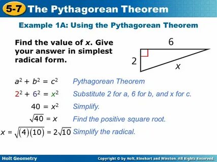 Objectives Use the Pythagorean Theorem and its converse to s