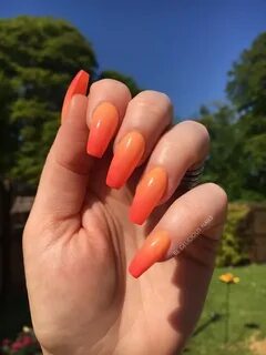 #calgel #summer #orange #nails #ombr #red in 2020 (With imag