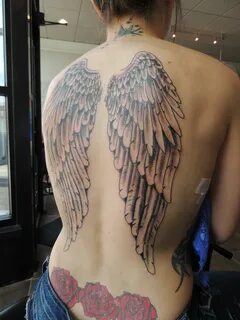 #TulsaTattooCo Wings Back angel, Angel tattoo, Cool tattoos