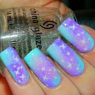 periwinkle galaxy nails with China glaze fairy dust Galaxy n