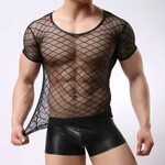 Сексуальные мужские прозрачные сетчатые рубашки с бриллианта