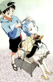 Since y'all are depressed here's Shinji giving Rei a haircut