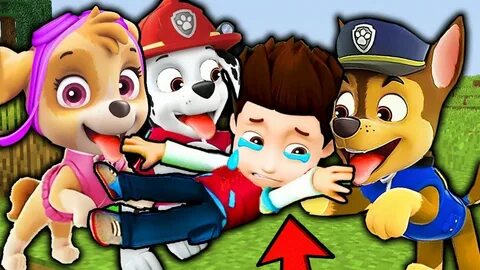 PAW Patrol Ryder Crying whis Chase Marshall Skye in MINECRAF