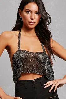 Rhinestone Halter Crop Top Forever21 crop tops, Crop tops wo