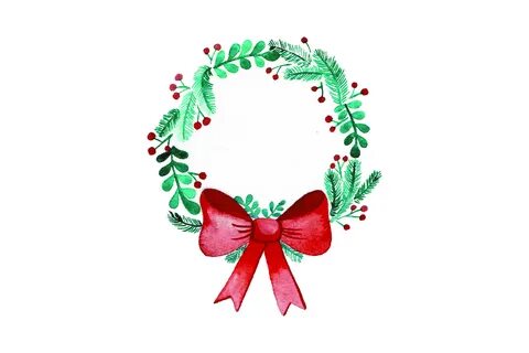Wreath with Bow - Watercolor SVG Cut file by Creative Fabric