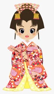 Japanese girl in kimono clipart