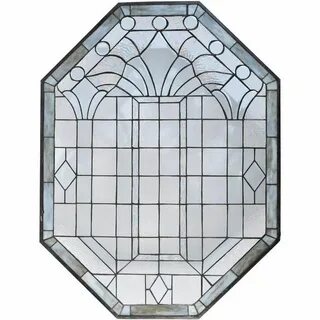 27 Inch W X 37 Inch H Beveled Glass Octagon Stained Glass Wi