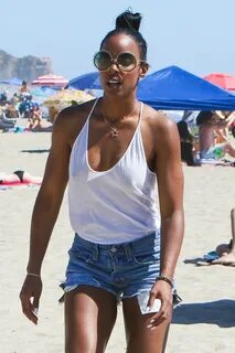 Kelly Rowland in Jeans Shorts at Zuma Beach in Malibu GotCel
