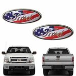 Ford Front Tailgate Emblem, Oval 9"X3.5", American Flag Deca
