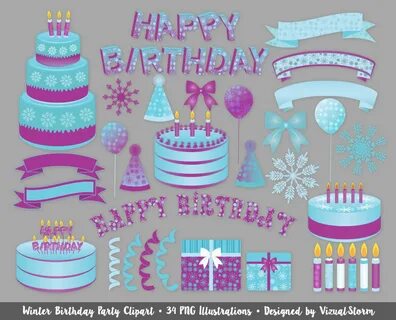 Snowflake Theme Birthday Clipart Winter Party Graphics Png E